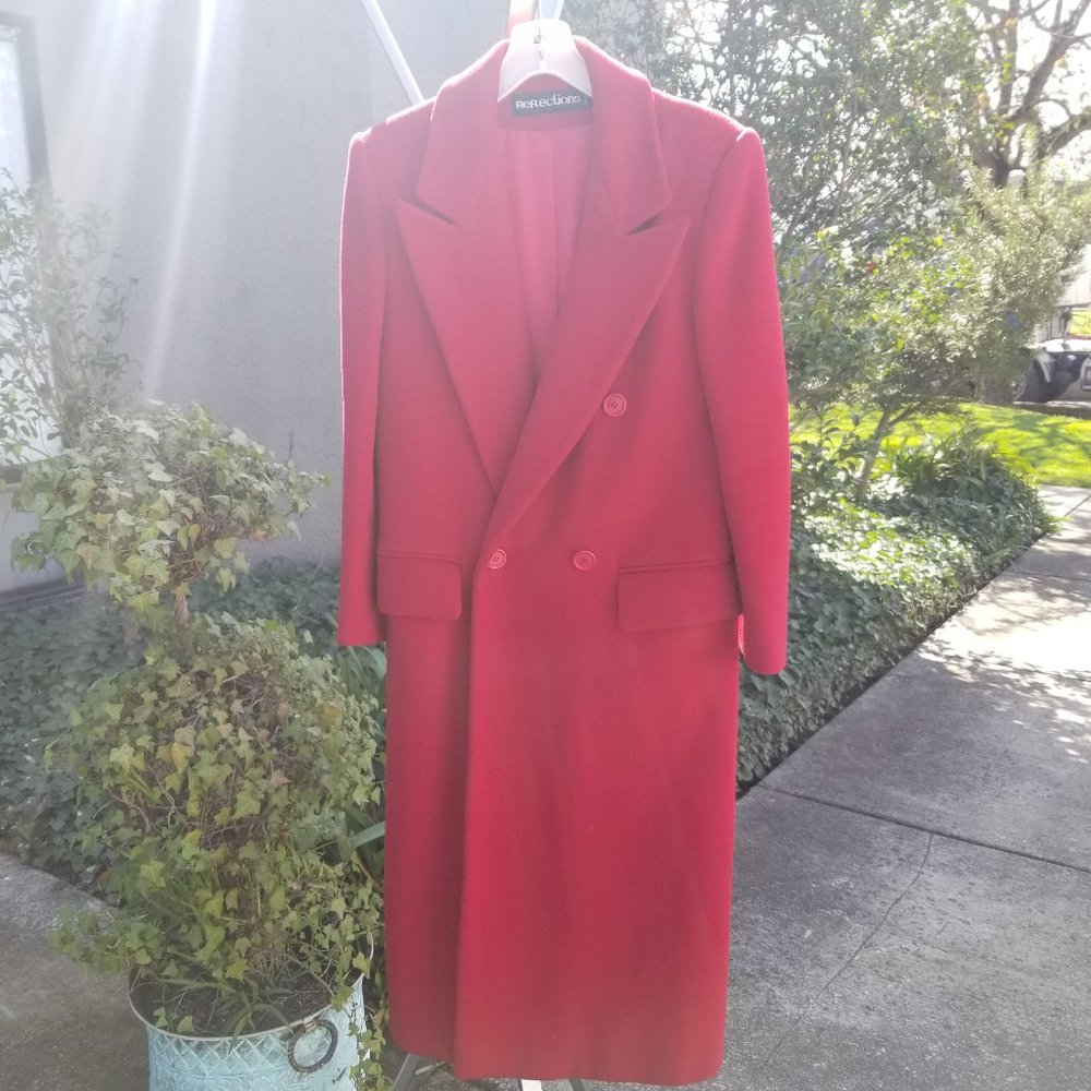 Vintage ? Women's Reflections Wool ? Trench Pea Coat No Size Tag 38" Chest Red
